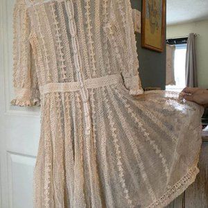 Exquisite handmade Antique Irish Tat Dress sz 8-10
